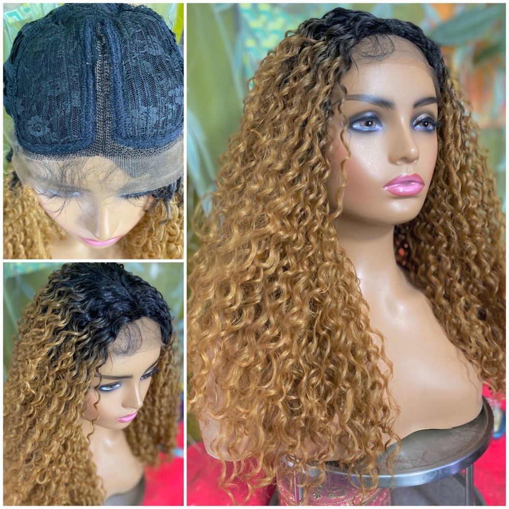 lace front-curly black and ginger wig with baby hair